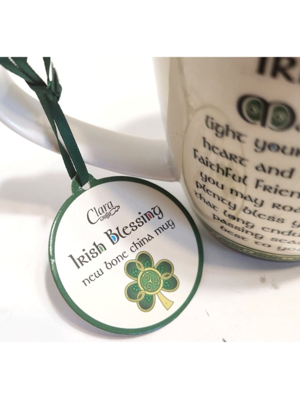 Clara Irish Blessing Bone China Mug With Shamrock Design & Inspirational Text - Picture 6 of 10
